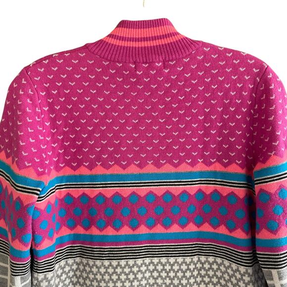 NEVE 1/4 Zip M Sweater Cozy Colorful Merino Wool Blend Pullover Nordic Ski - Picture 13 of 14